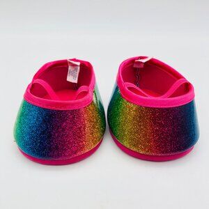 Build A Bear BAB Pink Rainbow Sparkle Glitter Mary Jane Flats Shoes Slippers